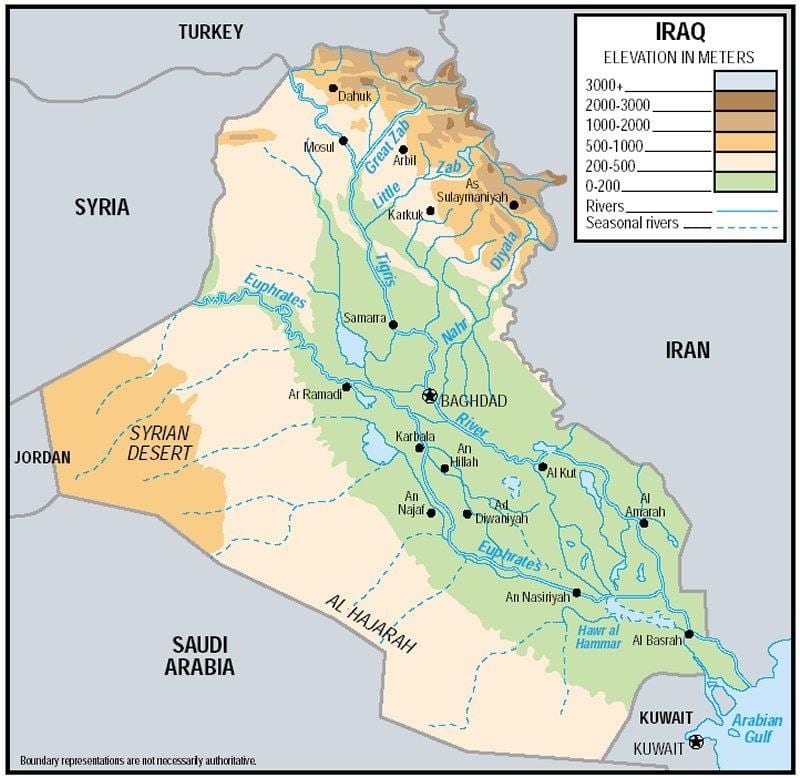 Karta över Irak höjd