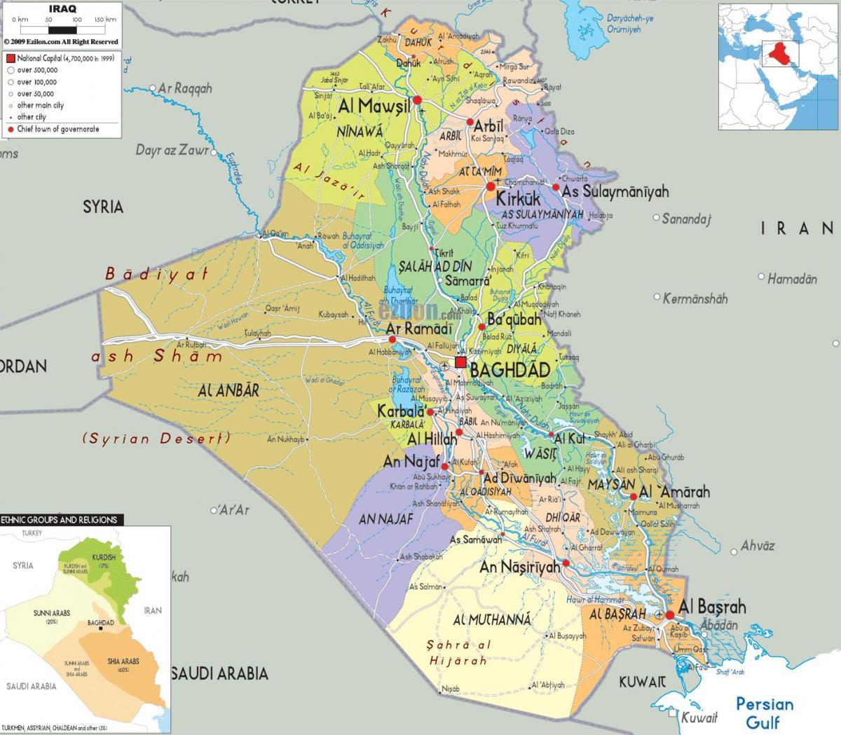 Irak städer karta