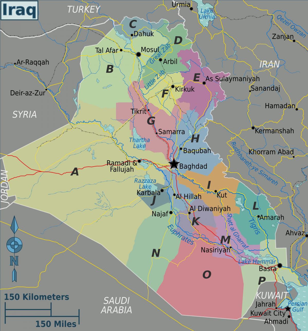 Karta över Irak regioner