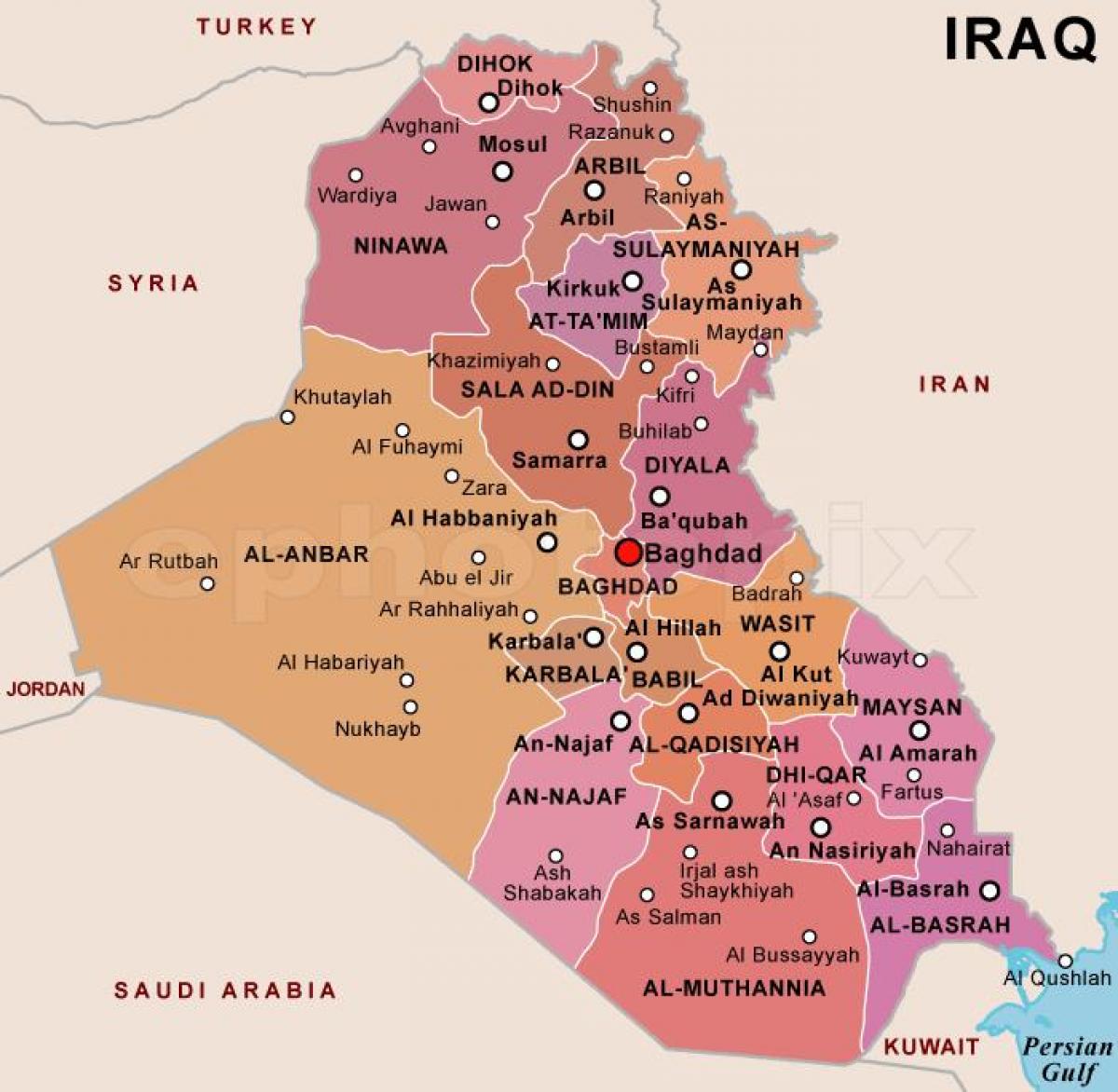 Karta över Irak stater